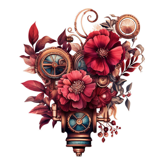 Floral Steampunk Fabric Panel 28