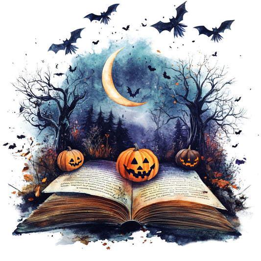 Halloween Books Fabric Panel 2