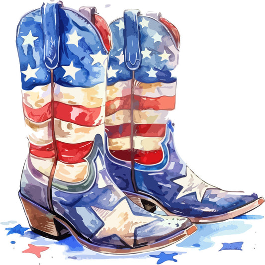 Watercolor 4th of July Fabric Panel 18