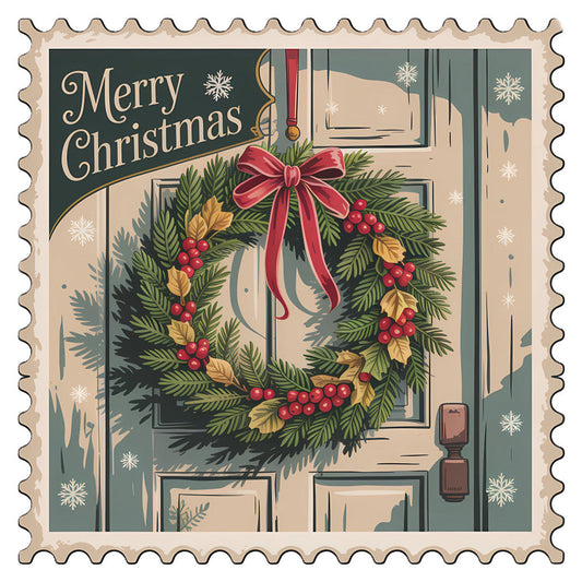 Vintage Christmas Stamps Fabric Panel 57