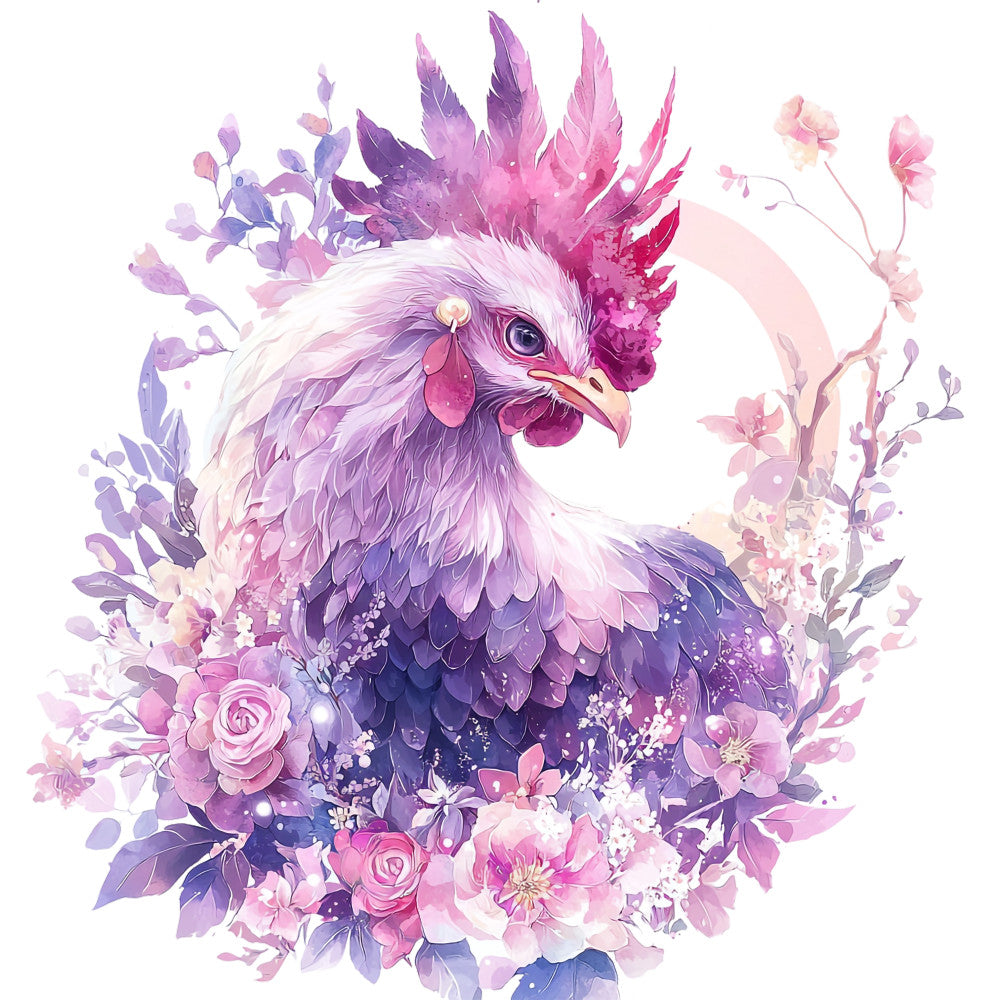 Floral Rooster Fabric Panel 4