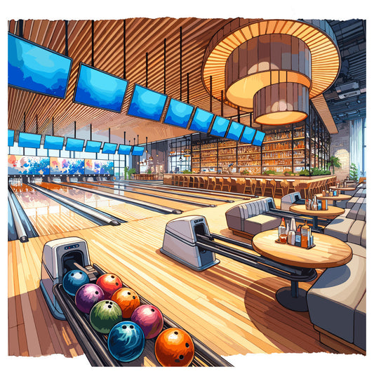 Watercolor Bowling Fabric Panel 14