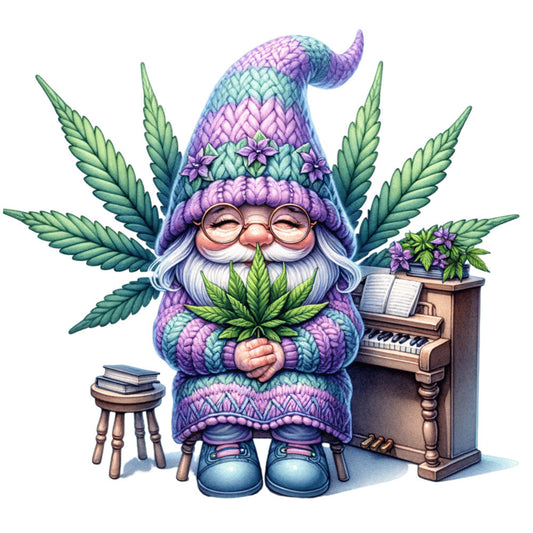 Cannabis Garden Gnomes Fabric Panel 5