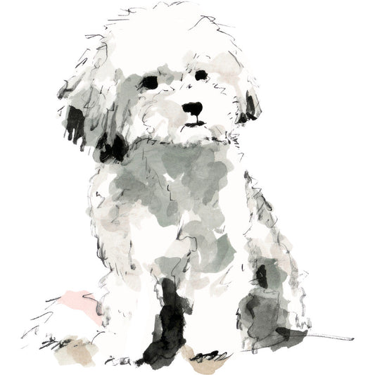 Handdrawn Doodle Dog Fabric Panel 44