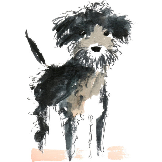 Handdrawn Doodle Dog Fabric Panel 23