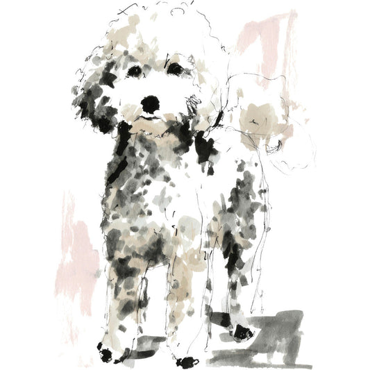 Handdrawn Doodle Dog Fabric Panel 37