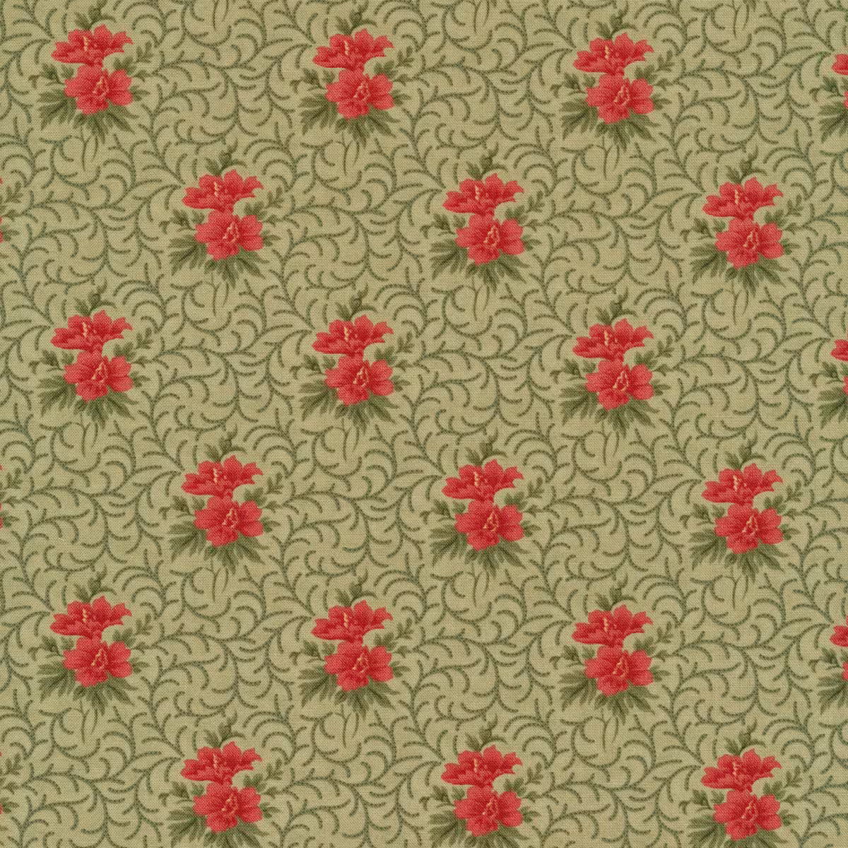 Poinsettia Plaza Sage 44"/45" Fabric Per Yard