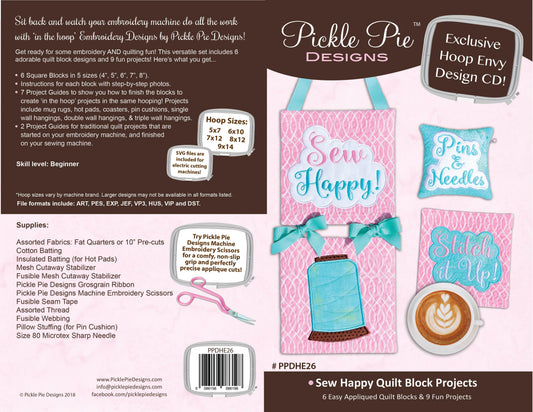 Sew Happy Quilt Projects In the Hoop Embroidery Design Collection