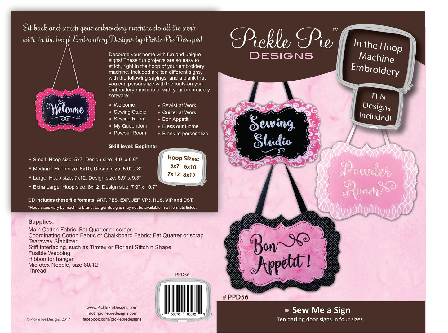 Sew Me a Sign Machine In the Hoop Embroidery Design Collection