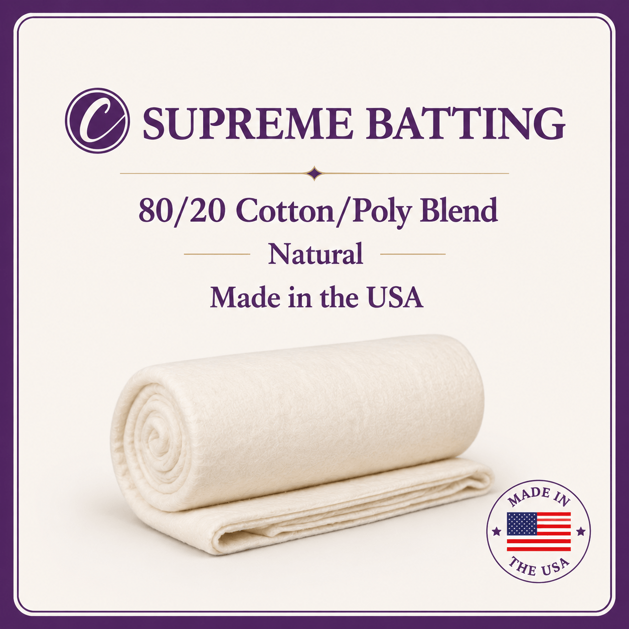 Choice Supreme Batting - 80/20 Cotton/Poly Blend - Twin (72" x 90")